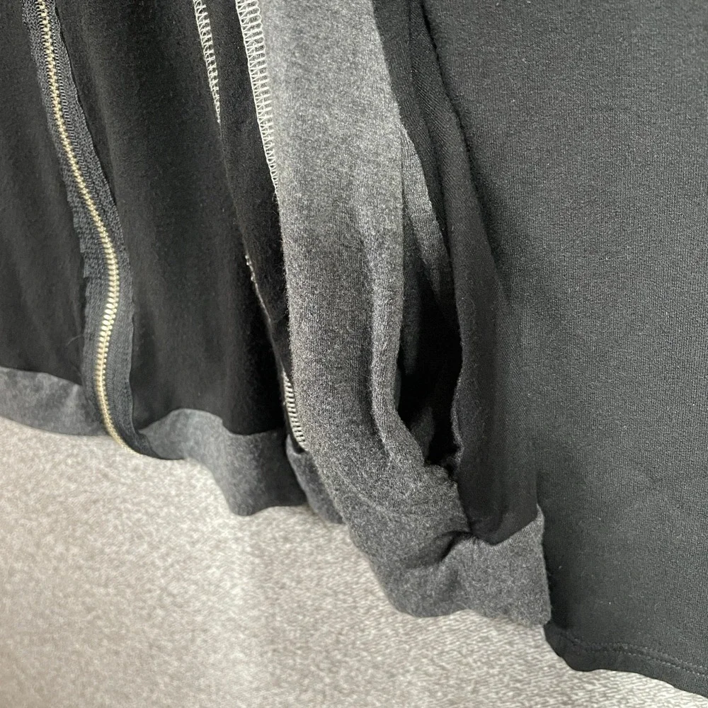 Jude Piper Full Zip Hoodie Womens M Black Grey Colorblock Peplum Made in USA